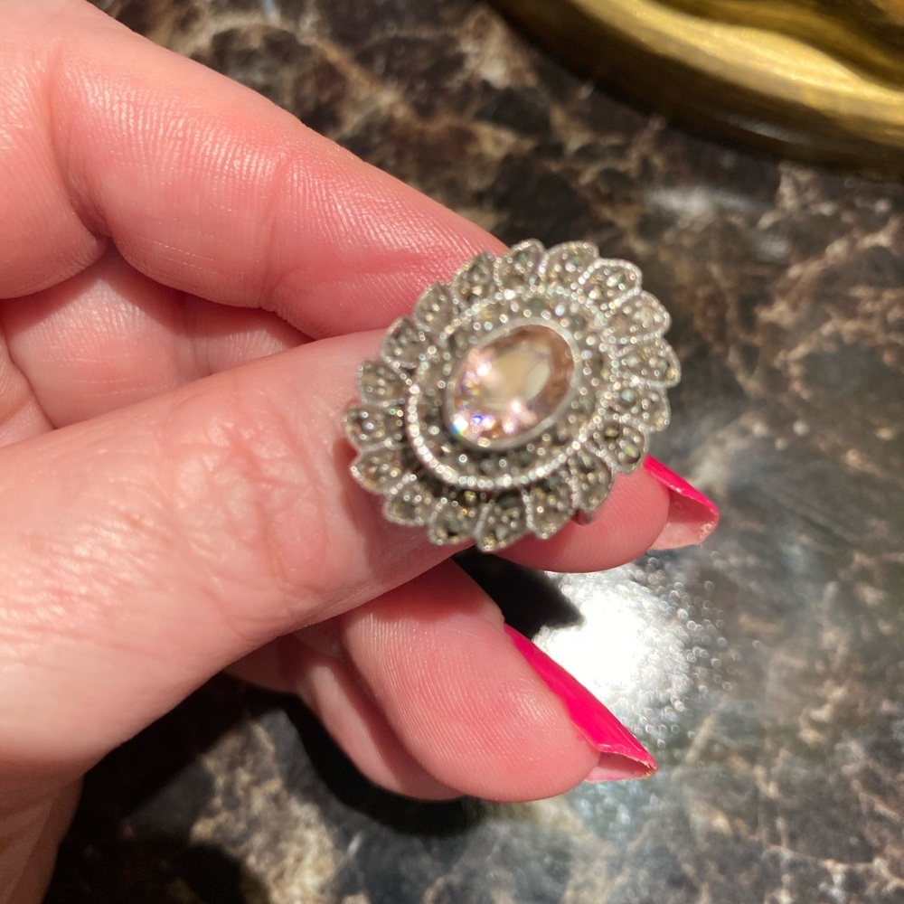 Sterling silver ring pink stone